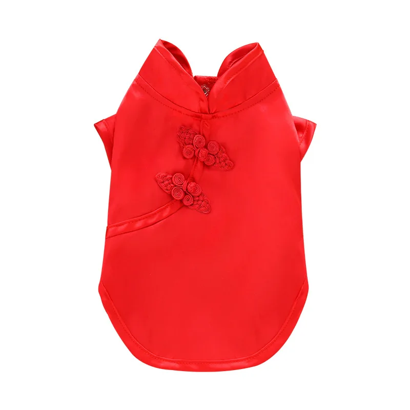 

Одежда для собак, китайский новогодний костюм Тан, женская футболка-Ципао, кошка, щенок, Йорк, пудель, Бишон, шнаузер, одежда для собак