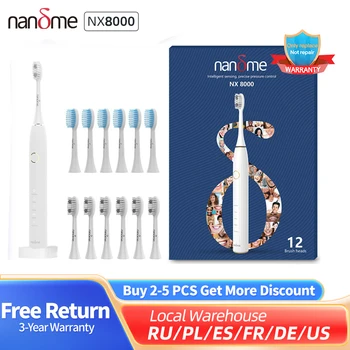 【Code：NANDME1225】Nandme 스마트 음파 전동 칫솔, 딥 클리닝 칫솔, IPX7 방수, 마이크로 진동, 딥 클리닝 화이트너, NX8000