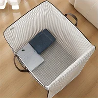 Houndstooth Fabric Storage Bins with Handles Large Capacity Organizer for Clothes Blankets Storage Bins for Home Organization 2