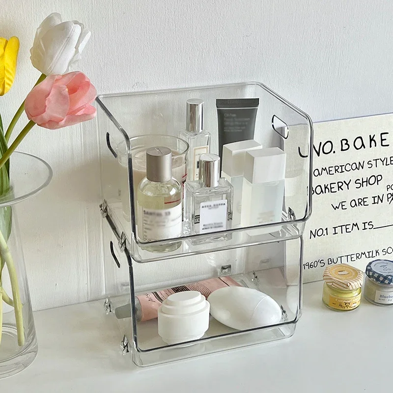 

Desktop Storage Rack Cosmetics Storage Box Makeup Storage Shelves Transparent Multifunctional Sundries Organizer Shelf