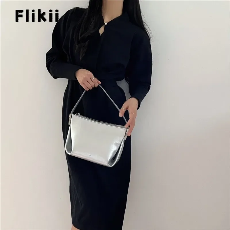 

2023 Winter Korean Vintage Long Sleeve Solid Color Midi Dresses Women Elegant Casual Office Lady Hollow Out A-Line Dress