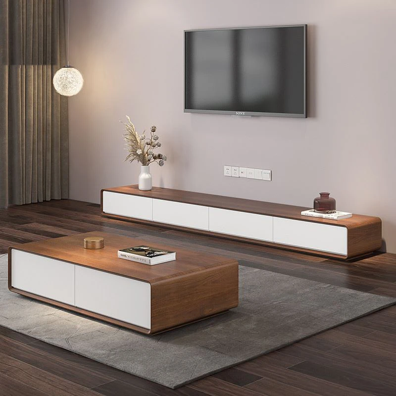 Modern Simple TV Coffee Table Combination Light Luxury Black