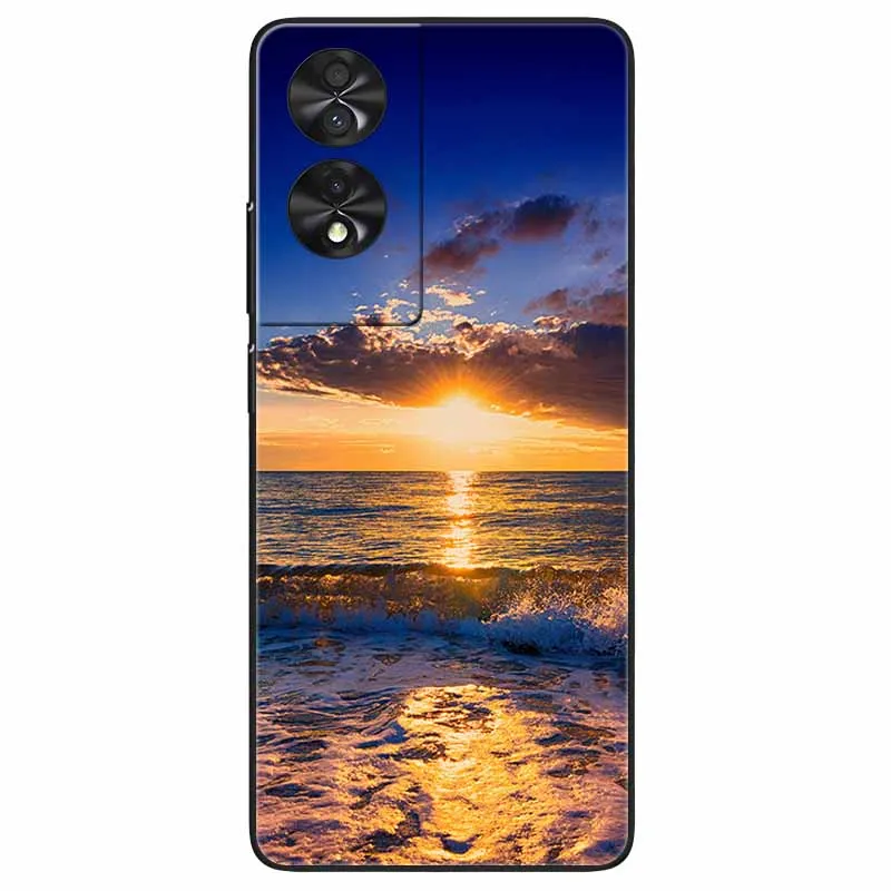 Floral Silicone Soft TPU Phone Cover with Black Bumper