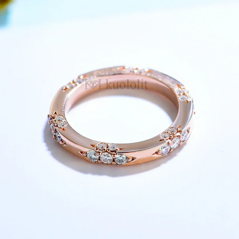 Kuololit Knife Edge 585 14K 10K Rose Gold Moissanite Ring for Women Lacie Matching Eternity Band Engagement Promise moissanite ring gold rings gemstone ring