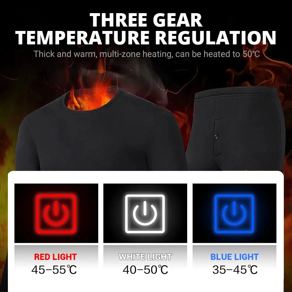 Heated Underwear 28 Areas Hiking Shirts Skiing Suites Tops Pant Men Women Thermal  Underwear USB Heating Jacket Winter Clothing - AliExpress
