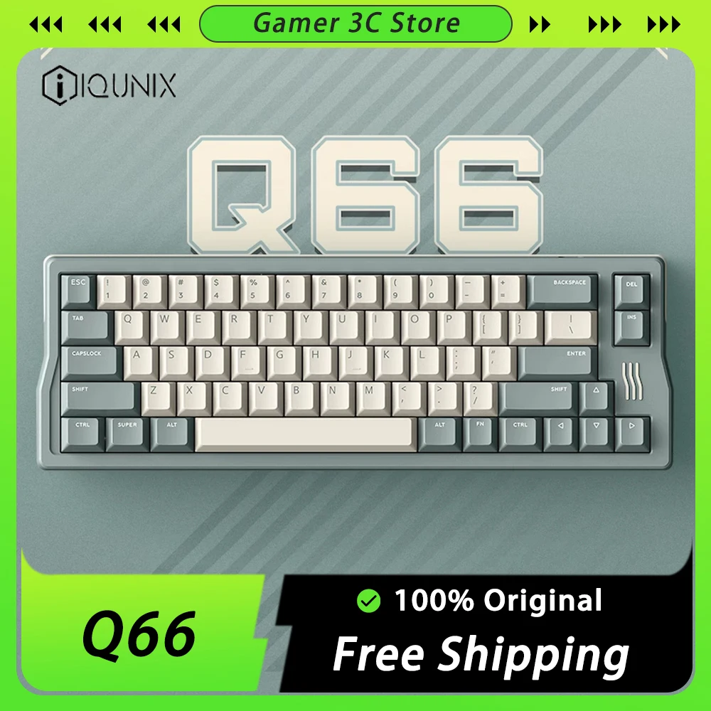 

IQUNIX Q66 Mechanical Keyboard Three Mode Hot Swap Gasket Gaming Keyboard RGB 66 Keys PBT Keycaps Ergonomics Pc Gamer Office Mac
