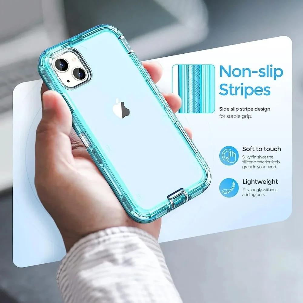 Triple-Protection Heavy Duty Shockproof Armor Case - Rugged Military Grade Anti-Drop Clear Cover