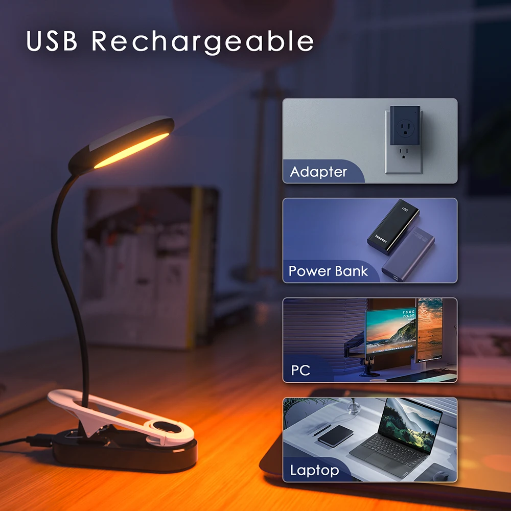 LEDBOKLI Neck Reading Light - 6 Brightness Levels, Bendable Neck - View #13