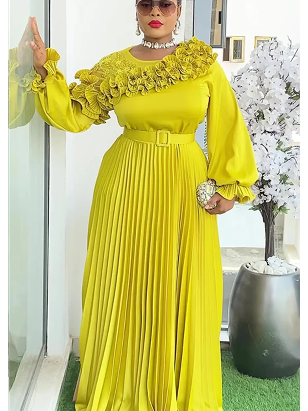 Plus Size Evening Dresses for Women African Luxury Solid Gown Elegant Turkey Wedding Party Long Dress Ankara Ladies Clothing