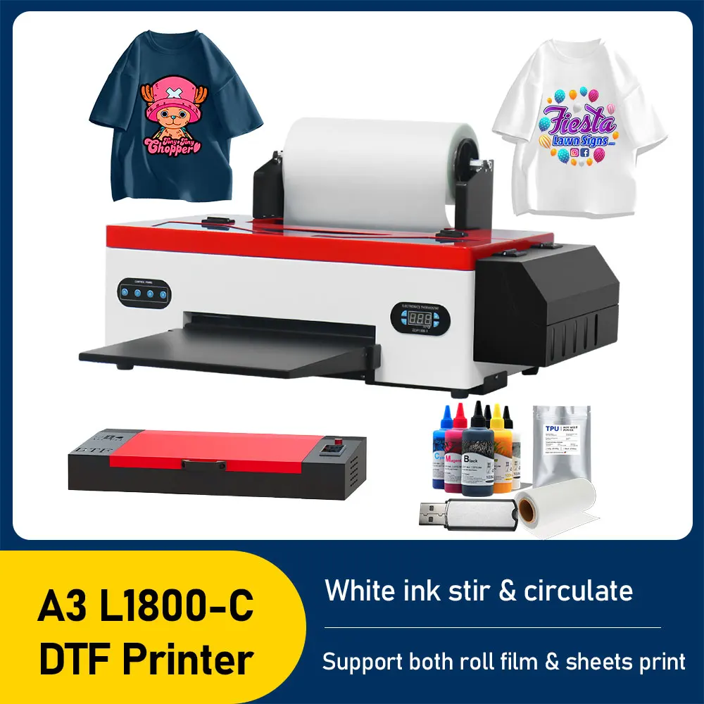 

A3 DTF T-Shirts L1800 Printer Machine DTF Transfer Printer with White Ink Circulation Direct to Film Print A3 DTF L1800 Printers