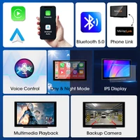 Srnubi Универсальный 7 "10" автомобильный беспроводной Carplay и Android автоматическая навигация заднего вида FM AUX портативный мультимедийный сенсорный экран — изображение 2