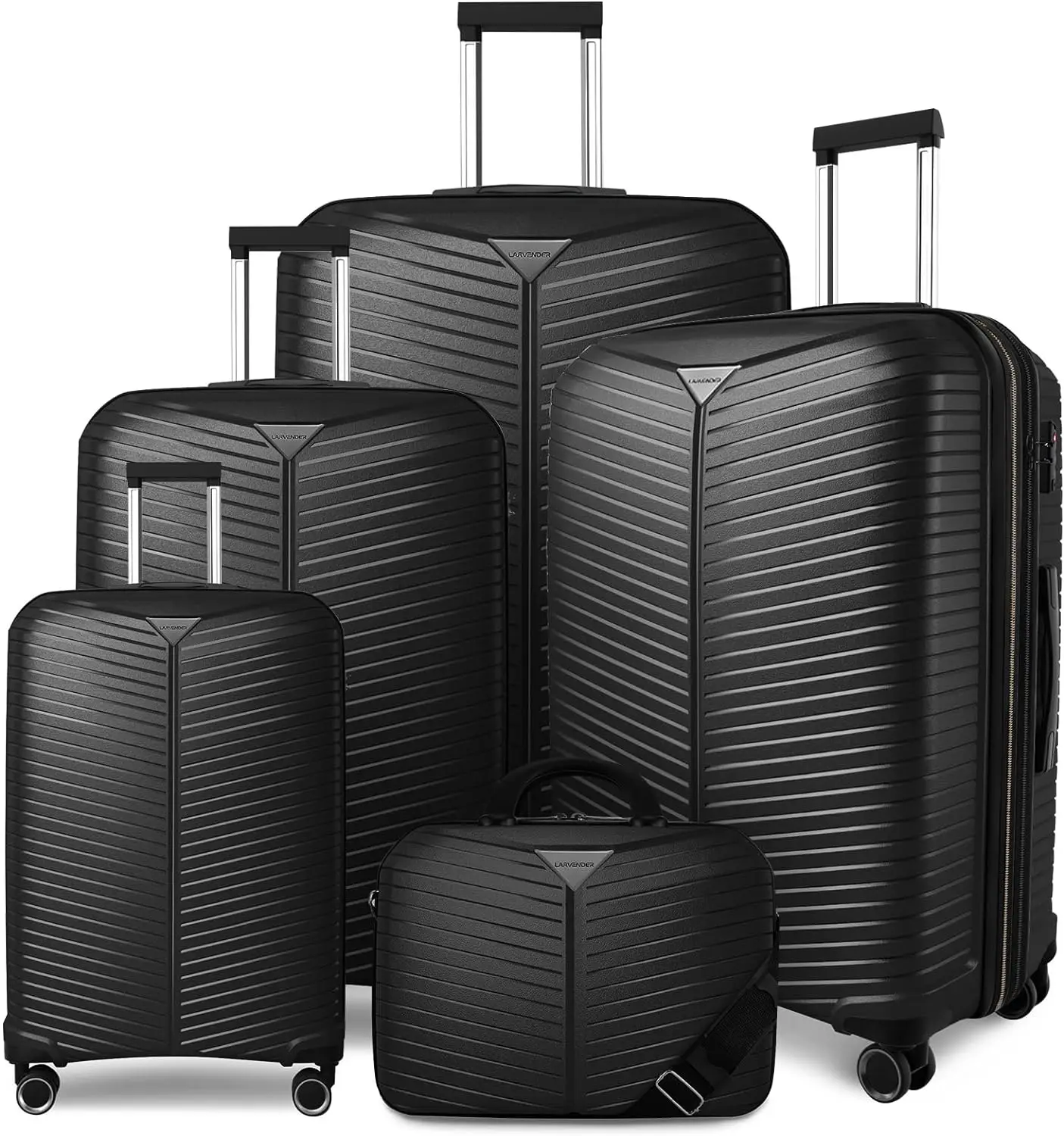 

LEAVES KING LARVENDER Luggage Sets 5 Piece, Expandable(Only 24"&28") PP Suitcase with Spinner Wheels, Durable Luggage Sets Clear