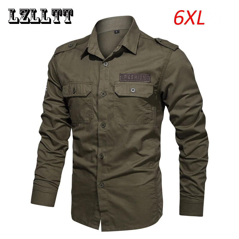 

Spring Autumn Men Long Sleeve Cargo Polo Shirt Mens Casual Tactic Military Cotton Shirts Mens Combat Blouses Tops Oversize 6XL