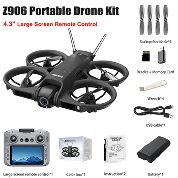 Drone Z906 FPV Brushless con Evitamento Ostacoli, Fotografia Aerea, Schermo da 4,3 Pollici, Telecomando, Quadricottero Mini Drone