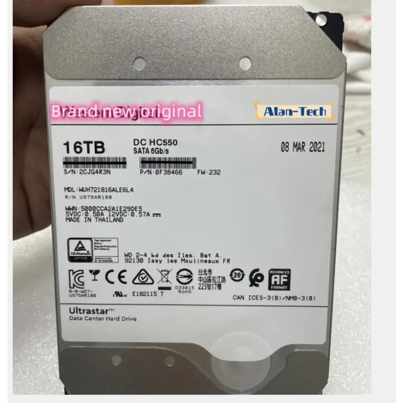 

Национальный линия 16T жесткий диск WUH721816ALE6L4 DC HC550 механический жесткий диск 16 Тб 90% новый