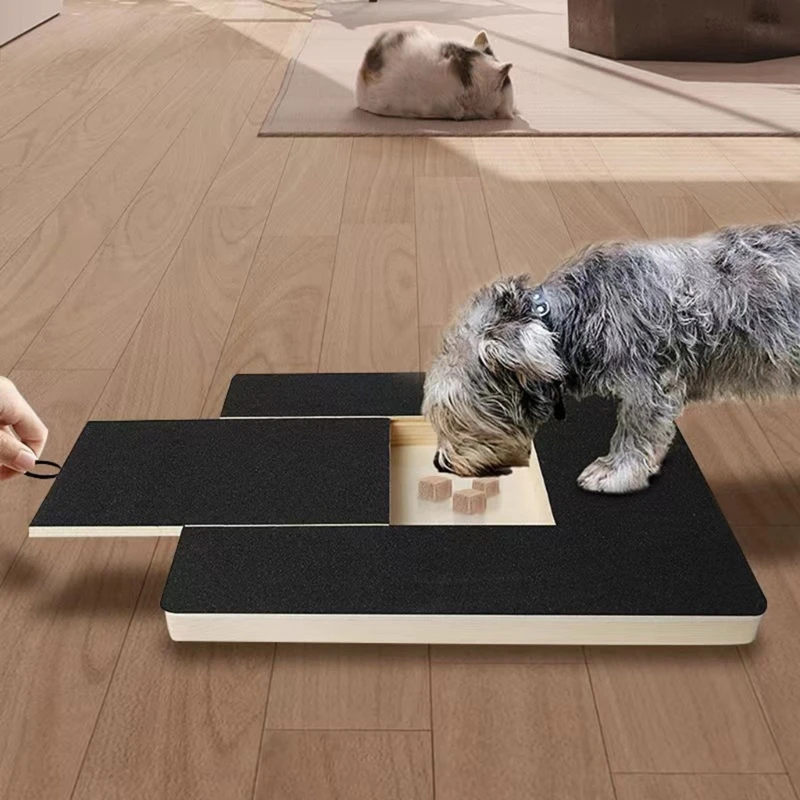 손톱 정리를위한 천연 나무 개 손톱 연삭 보드 보상 상자가있는 강아지 손톱 Scratcher Pat 개 고양이 용품 Dropship