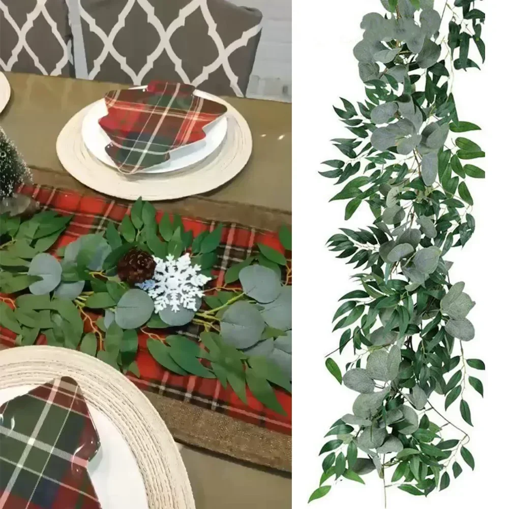 Artificial Plants Eucalyptus Leaf Vines For Wedding Backdrop And Wall Decor Creeper Wall Hanging Green Plant Decoration