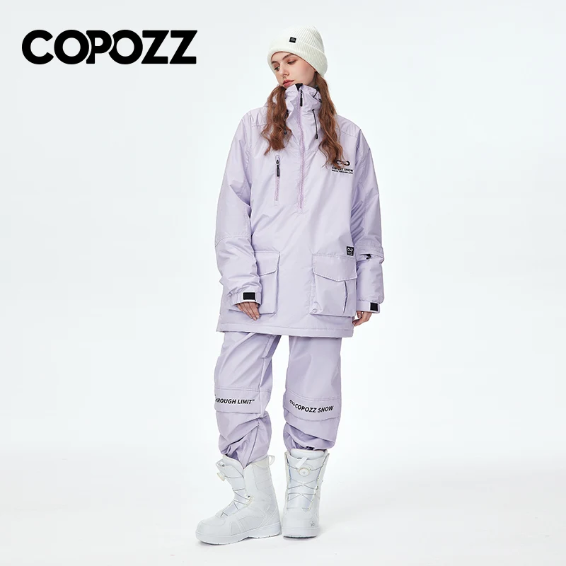 Copozz wasserdicht verdicken Ski anzug Frauen Kapuze wind dichte Ski jacke Männer Wintersport warme Skihose Outdoor Snowboard Ski mantel