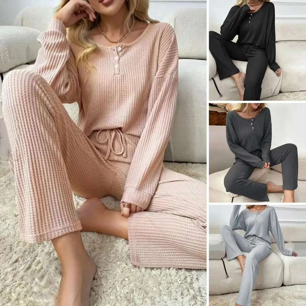 

Knitted Pajama Set Women Hooded Pajama Pants Home Suit Long Sleeve Autumn Winter Sleepwear Loose Lounge Wear Ladies