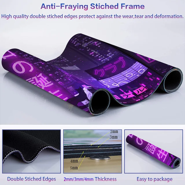 Japan Mouse Pad in Neon Purple: Upgrade your workspace with style and comfort.