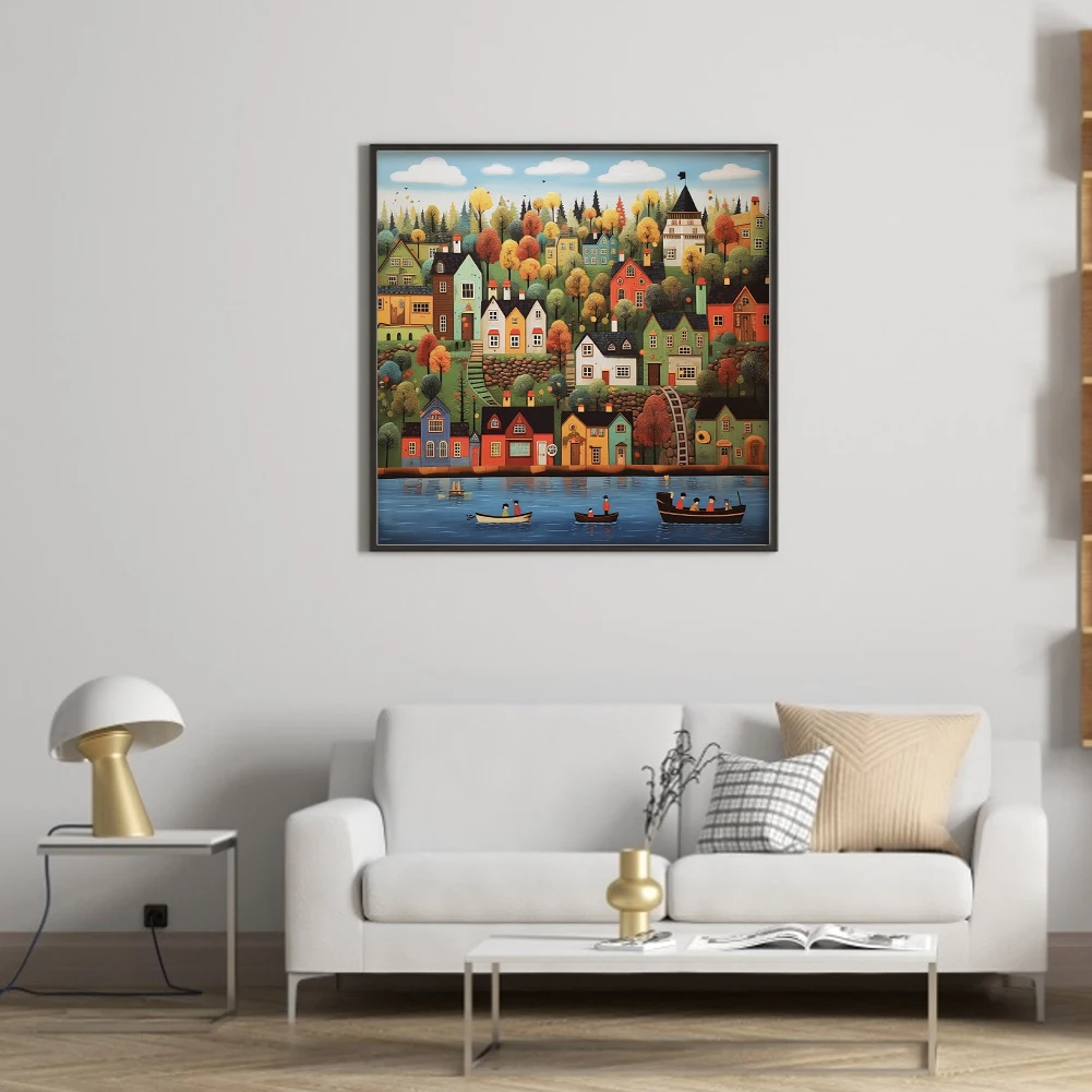 House Printed Cross Stitch Kit 50x50cm DIY 14CT Embroidery Craft Set Home Decor