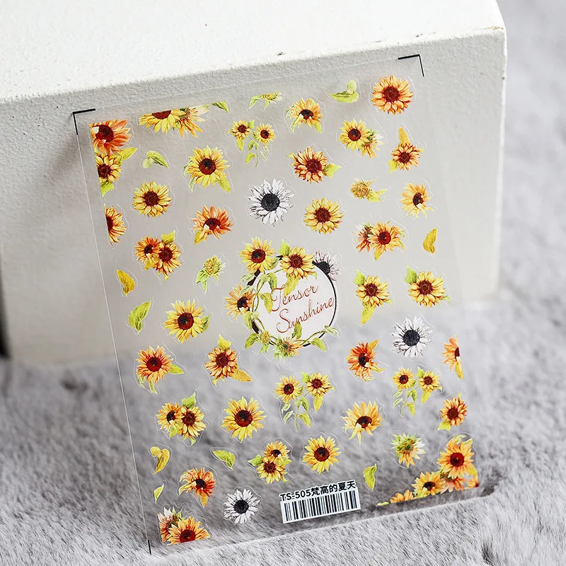 Nail Stickers Sunflower Spring Flowers Daisy 3D Nail Art Decoration 1pc
