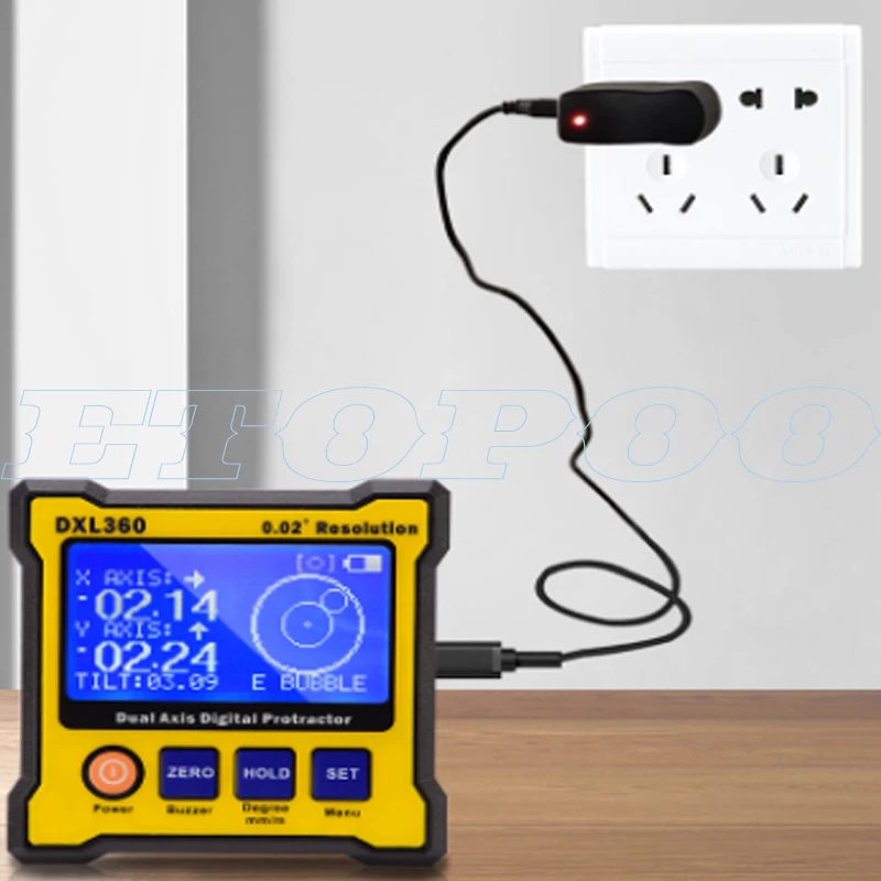 DXL360S Angle ruler Elevation meter Dual Axis Level measure box Digital Protractor Inclinometer 6