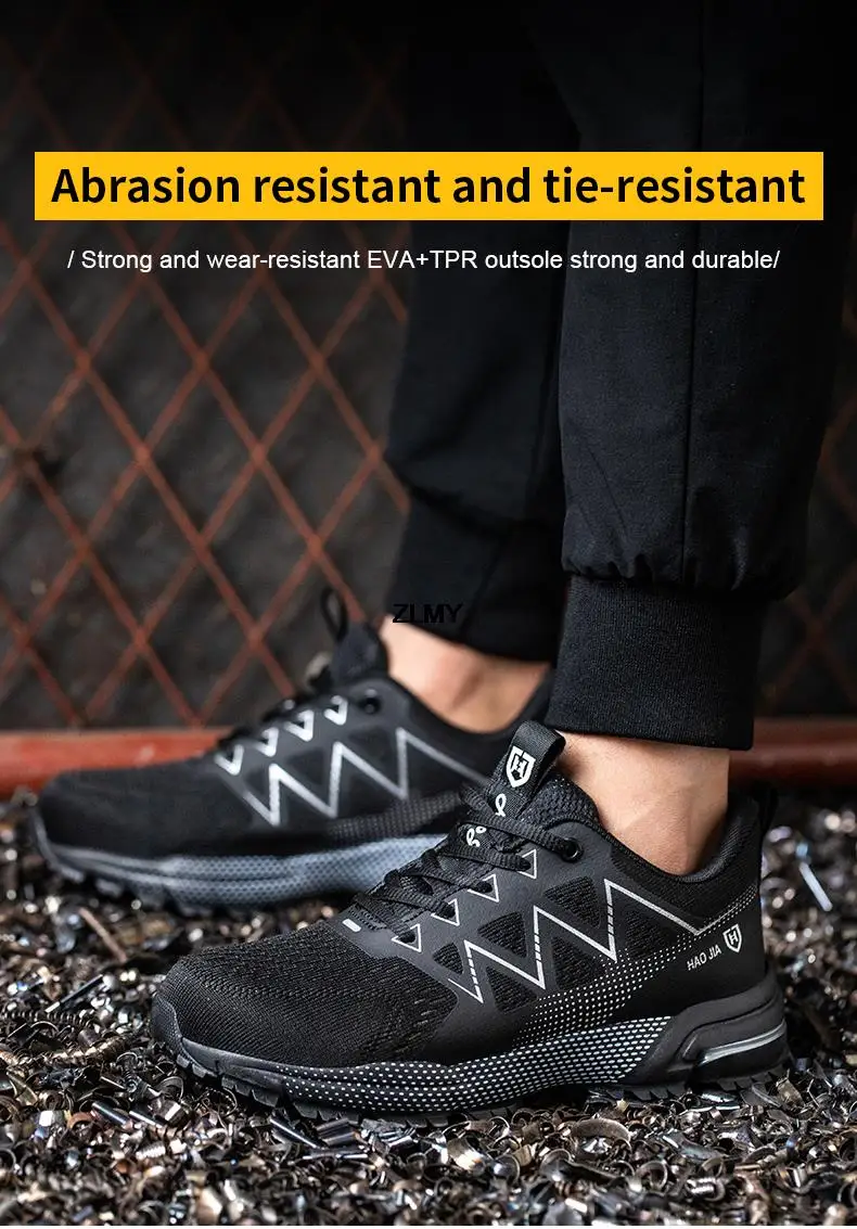 Anti-slip Safety Shoes Men Steel Toe Shoes Puncture Proof Breathable Work Safety Boots Man Construction Work Shoes Male Sneakers