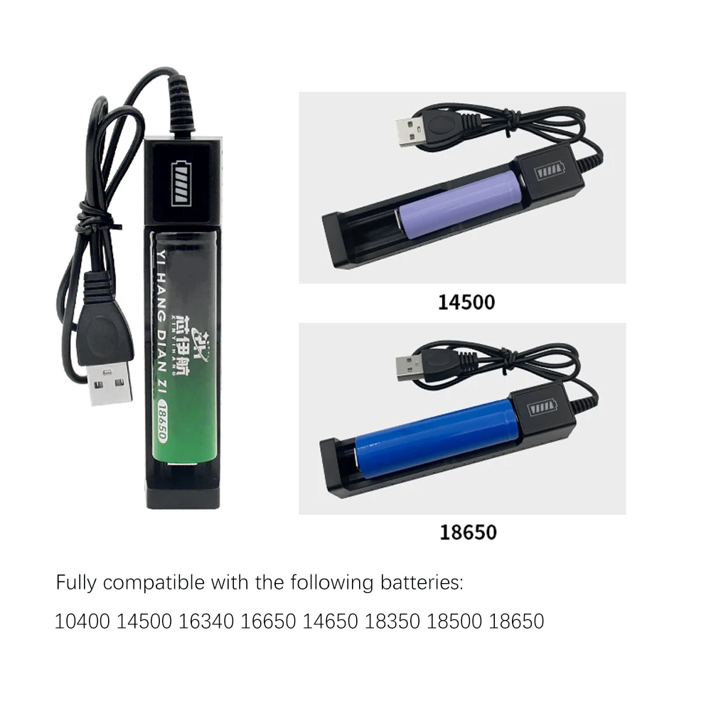 Universal 18650 Battery Charger USB Single Slot Charger Adapter Lithium Batteries Smart with Indicator Light Accessory battery charger