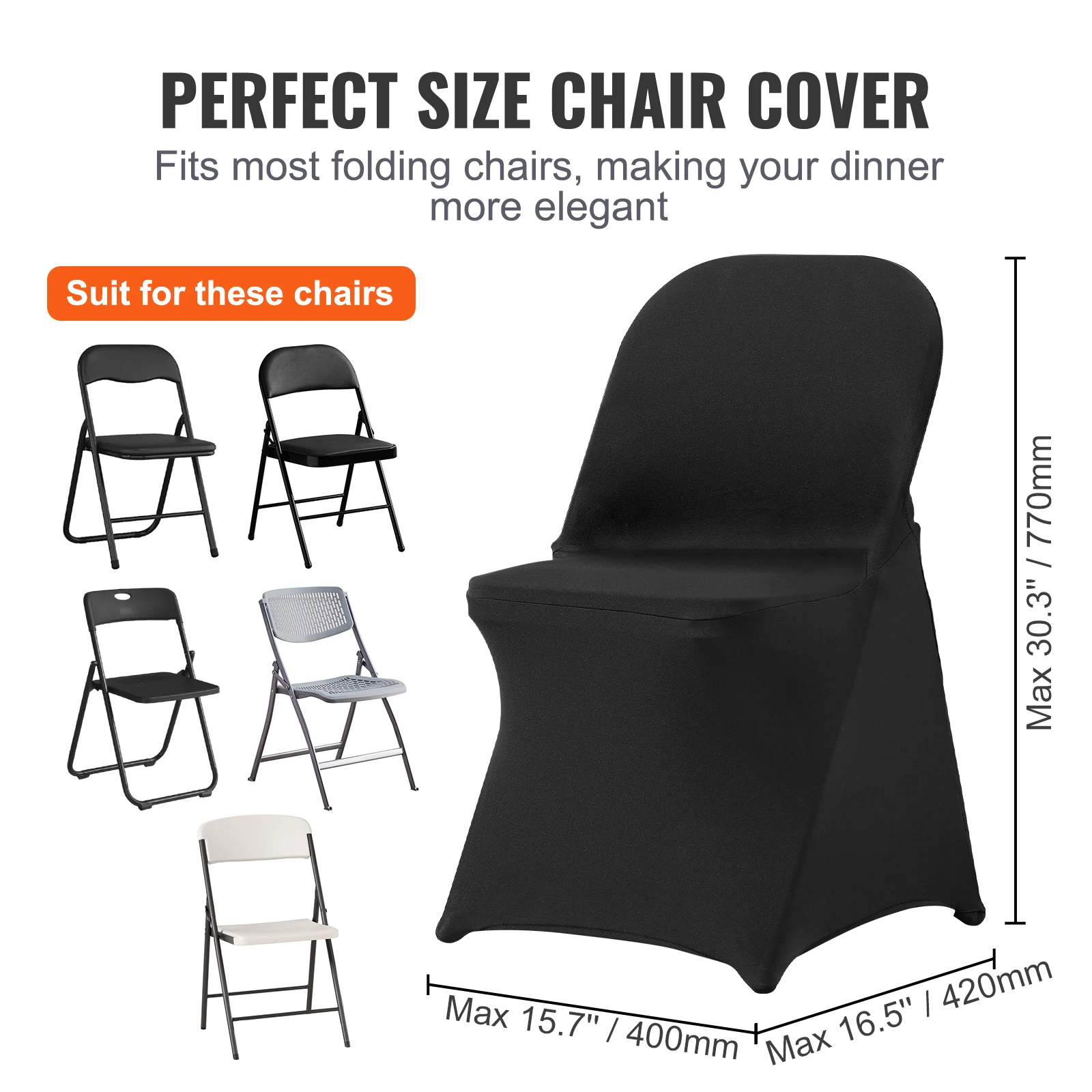Stretch Spandex Folding Chair Covers Universal Fitted Chair Cover Removable Washable Protective Slipcovers VEVOR 30/50/100pcs wedding chair cover