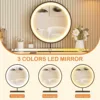 Vanity Desk w/ Mirror & Lights, 49" Modern Makeup Vanity w/ Charging Station,Glass Top Dressing Table, White (Chair not Include) 2
