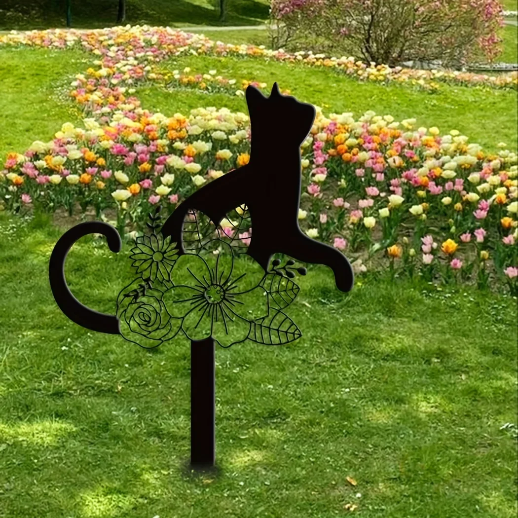 

1pc Cat Memorial Stake Metal Sign, Pet Grave Markers Sign With Stake Cat Loss Gift Sympathy Sign Remembrance Stake Garden Decor