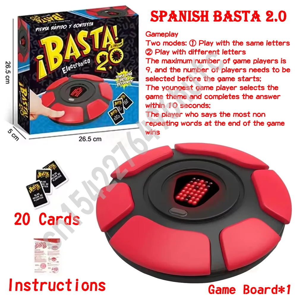 New Upgraded Basta 2.0 Spanish Board Games Fast-Paced Think Words Game Family Table Games Party Gifts Portable Basta En Español 6