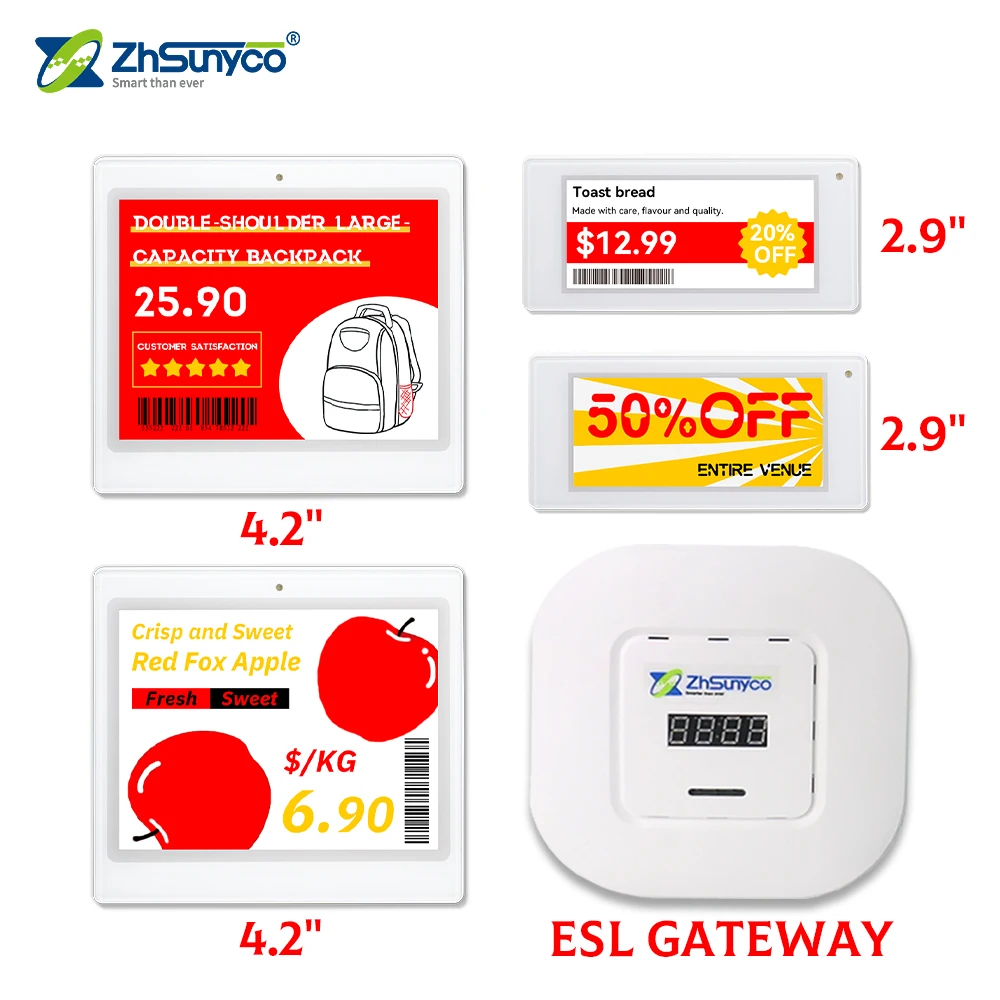 슈퍼마켓 E 잉크 디지털 가격표 전자 선반 라벨 전자종이 원 세트 2.4G 4색 데모 키트 ESL 디스플레이 시스템