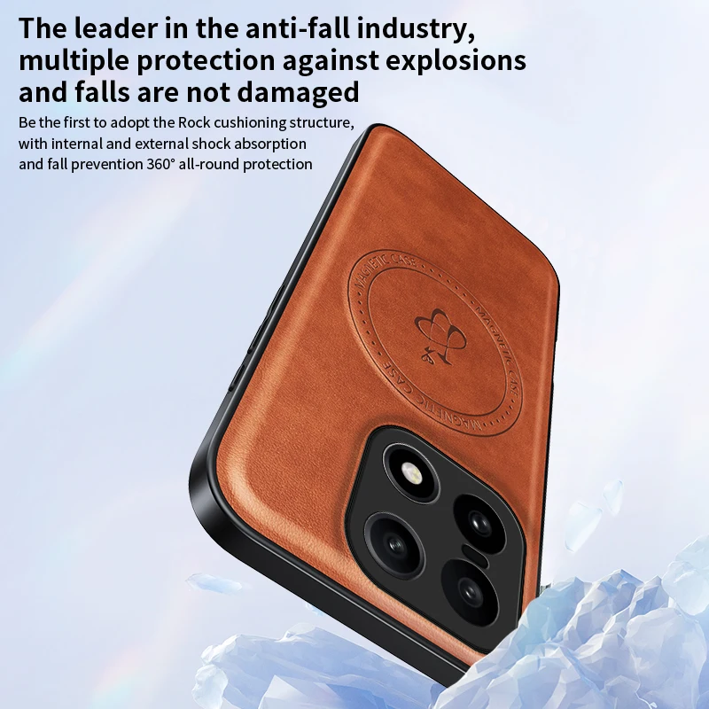 Leather PU Wireless Charging Magnetic Case - Protective Hard Back Cover