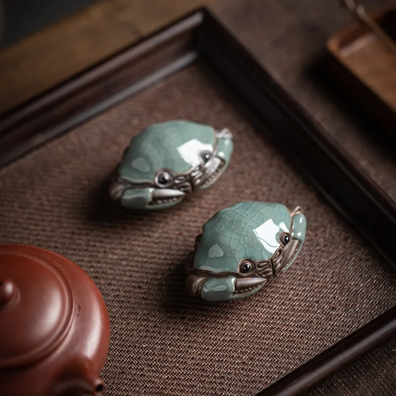 Creative Cracked Glaze Crab Play Small Crab Tea Pet Tea Table Tea Ceremony Accessories Decorations Tea Pet Furniture For Display