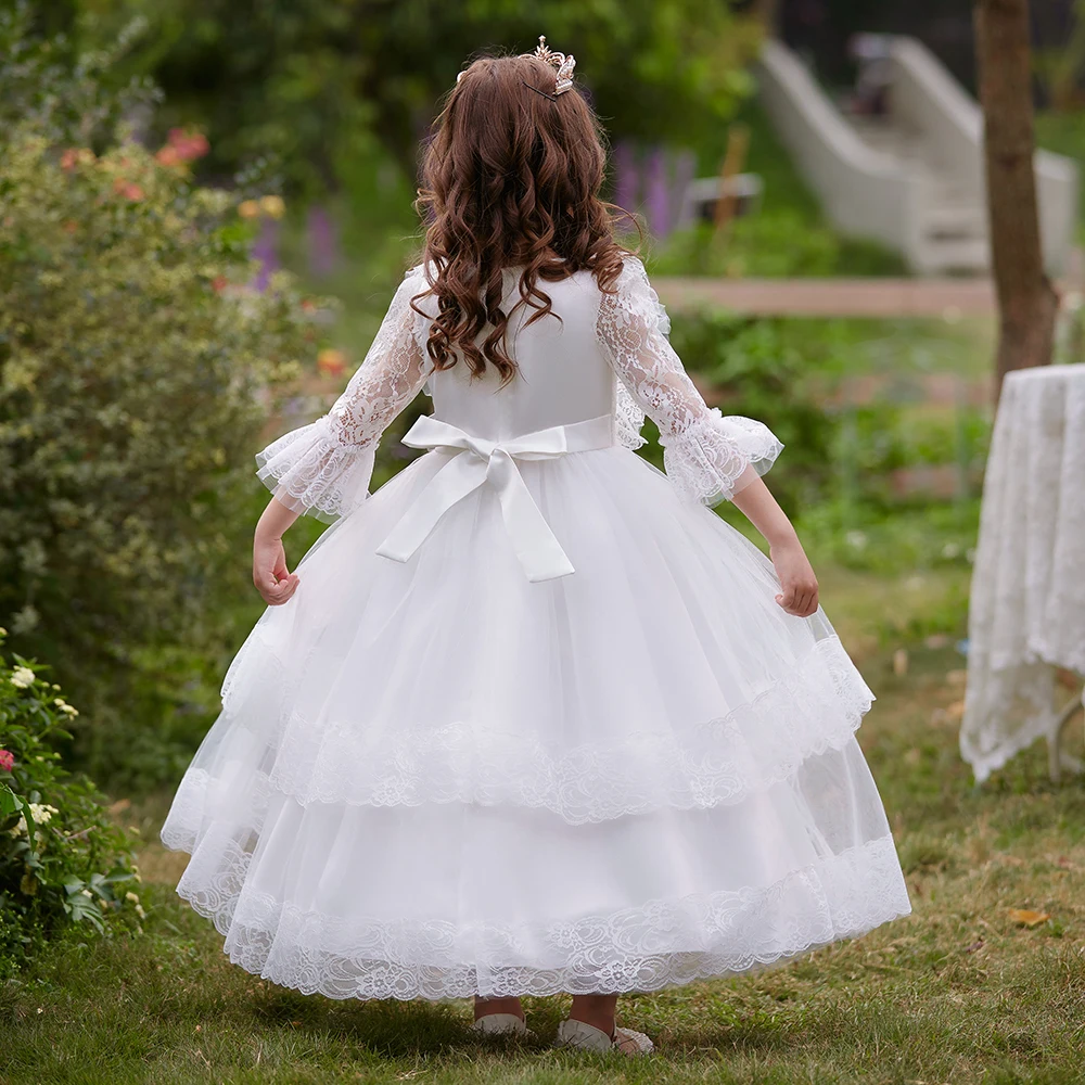 chinese dress ladies Floral Applique Lace Tulle Dress Junior Bridesmaid Dress Toddlers 220 main image 1