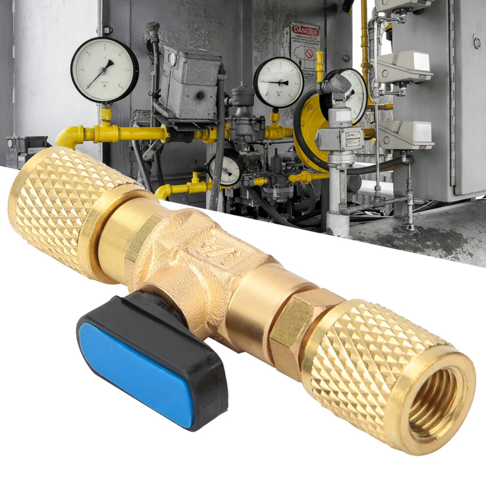 Brass Refrigeration Ball Valve Adapter Refrigerant Ball Valve Connector G1/4'' Refrigeration Connector refrigeration ball valve