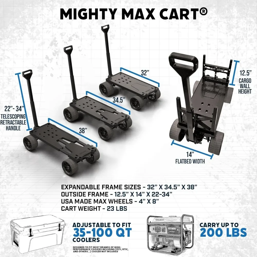 Garden Carts Cart Collapsible Outdoor Utility Wagon-Heavy-Duty Moving Dolly 250 Lb Capacity-Black 2.5 Cu.ft Poly Tub Home