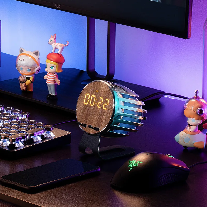 

Creative Portable Desktop Mobile Computer Audio Light Induction Bluetooth Speaker LED Clock Alarm Display High Volume Subwoofer