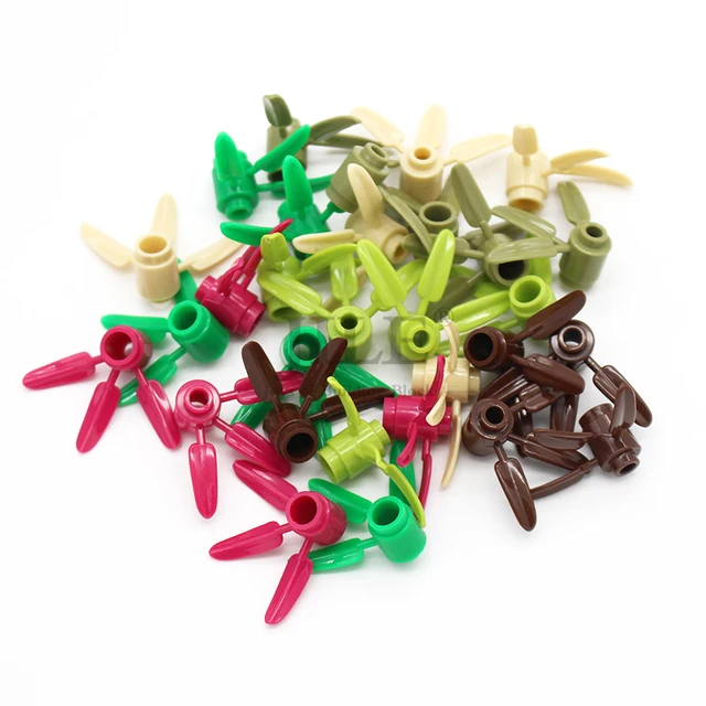 110pcs MOC DIY Building Blocks Plant Brick Round 1x1 with 3 Bamboo Leaves Tree Compatible 30176 Children Figures Plastic Toys 1