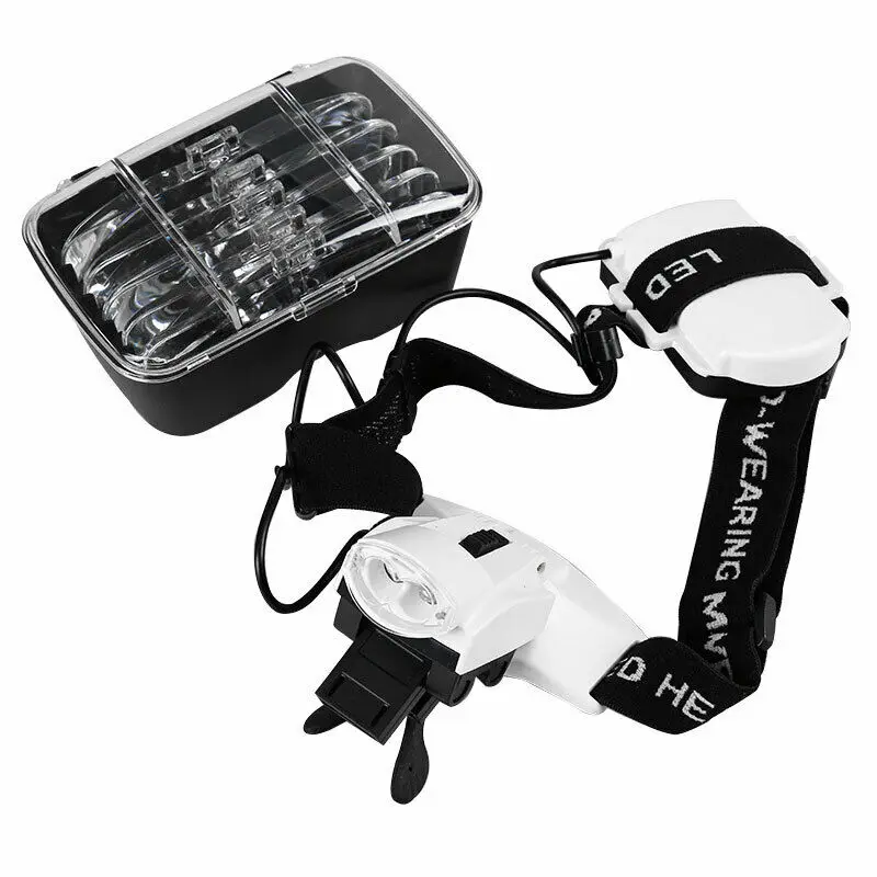 Magnifier Headband 2 LED light hands-free - 1X to 3.5X Zoom with 5