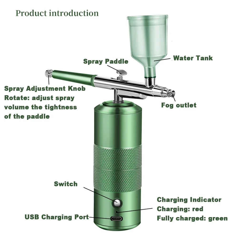 Nano Atomizer Oxygen Injector Facial Deep Hydration Handheld Spray Gun Suitable for Nail Beauty Spray Gun Beauty Salon Dedicated