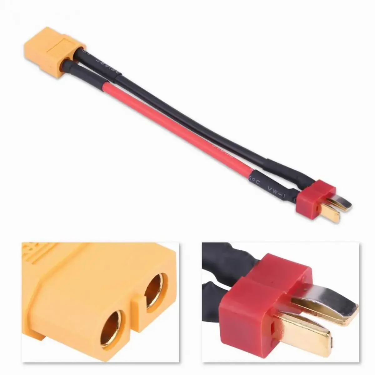 Adaptateur XT60 vers T mâle/femelle 14AWG 100mm pour batterie RC chargeur
