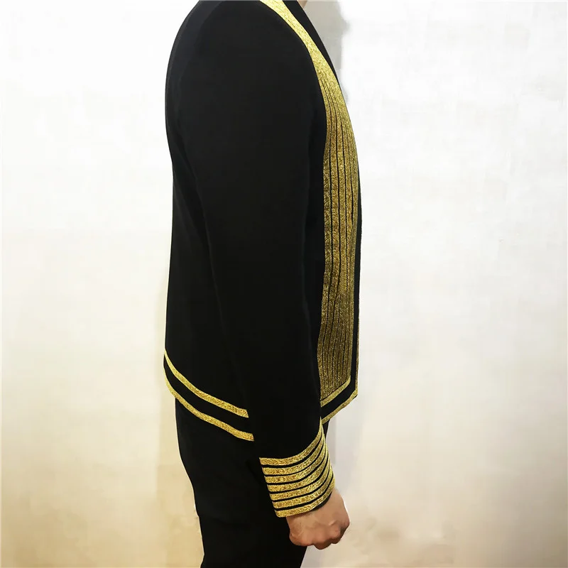 Men Suits Jackets Style Gold Stripe Korean Slim Suit Men's Walk Show Fashion Nightclub Blazer Performance Clothing Stylist Blazer Hombre