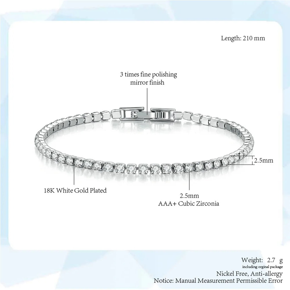 Rose Gold Cubic Zirconia Tennis Bracelet - Elegant Fashion Jewelry Gift