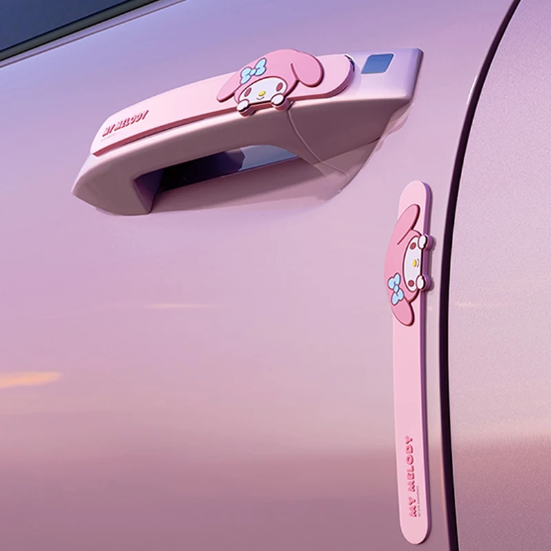 

Sanrioed аниме Hello Kitty, бампер для автомобильной двери, милые Мультяшные силиконовые наклейки на царапины, полоса для протирания, товары для украшения интерьера автомобиля