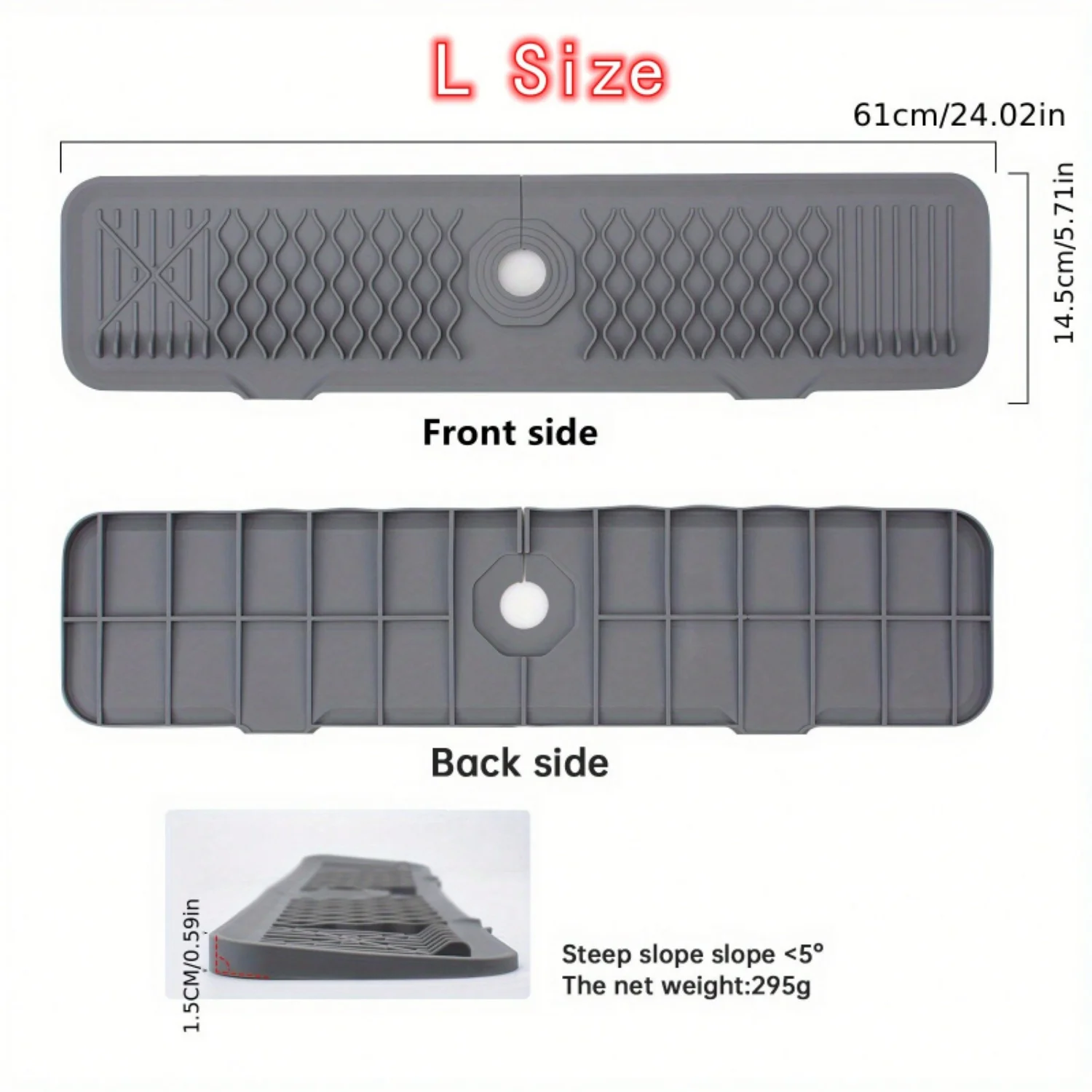 Kitchen Faucet Silicone Splash Mat, Sink Drainage Mat, Sink Collection Mat, Drainage Drying Mat, Bathroom Countertop Protector 5