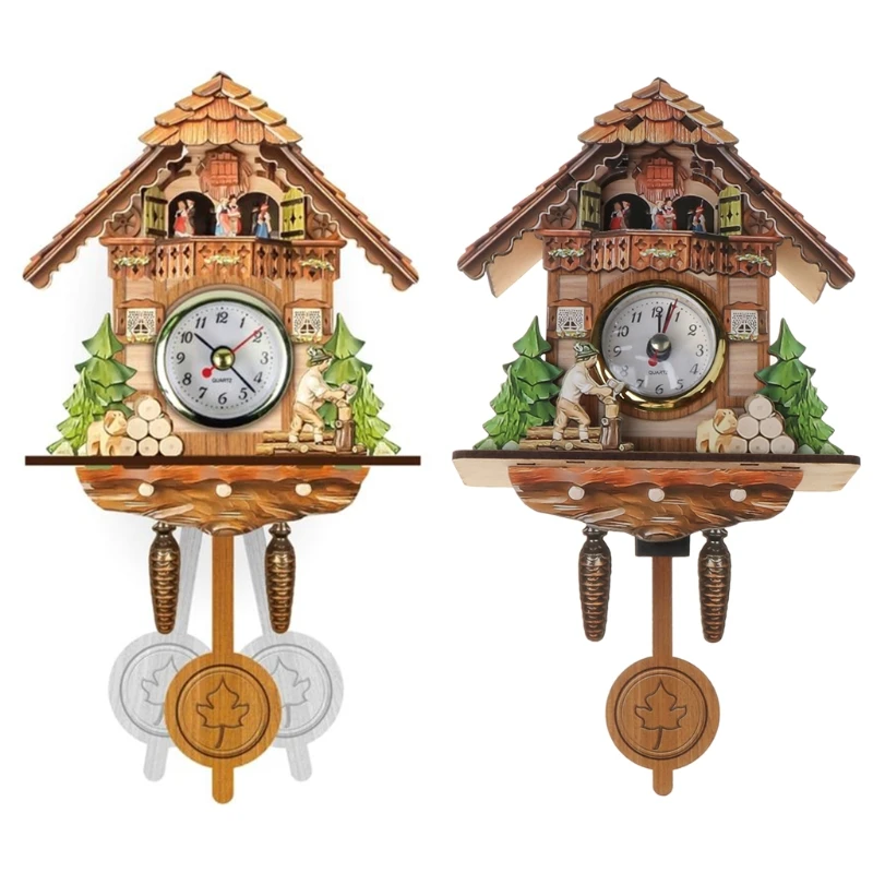 Antique Wood Cuckoo Wall Clock Bird Time Bell Swing Alarm Watch Home Decoration Dropshipping