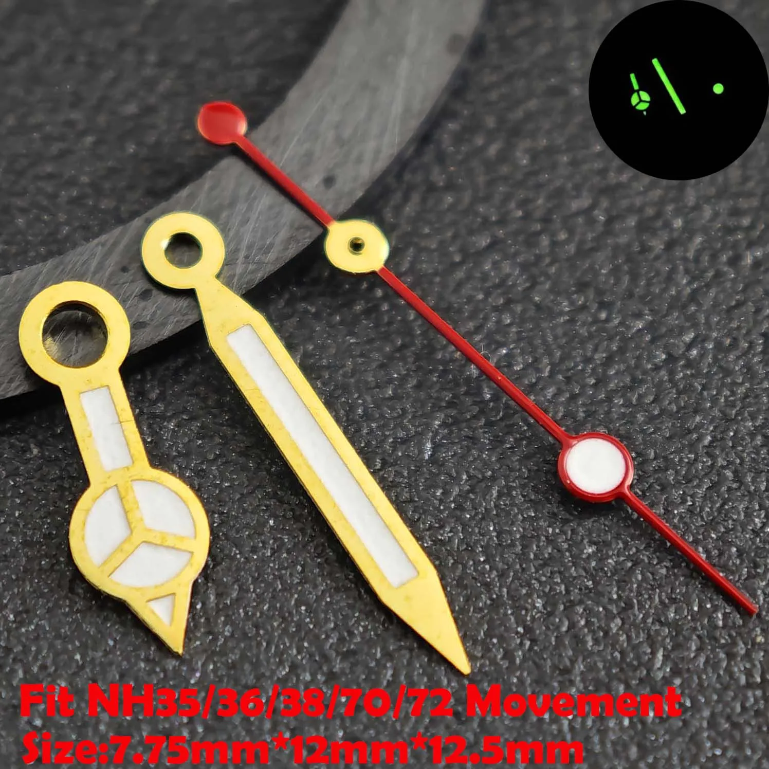 Luminous Green/Blue-Green Watch Hands - Premium Replacement Parts
